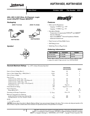 HUF76419D3 Datasheet PDF Intersil