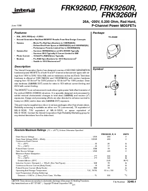 FRK9260H Datasheet PDF Intersil