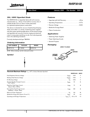 RHR30100 Datasheet PDF Intersil