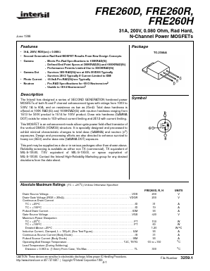 FRE260R Datasheet PDF Intersil
