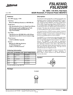 FSL9230D1 Datasheet PDF Intersil