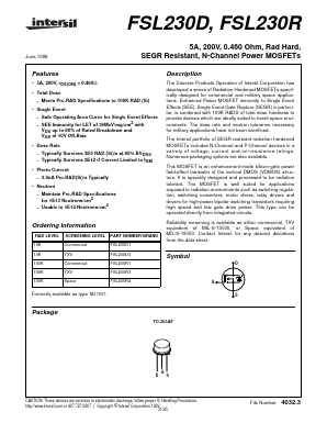 FSL230R4 Datasheet PDF Intersil
