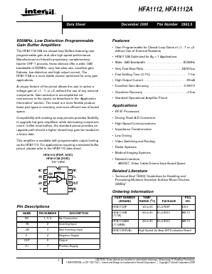 HFA1112A Datasheet PDF Intersil