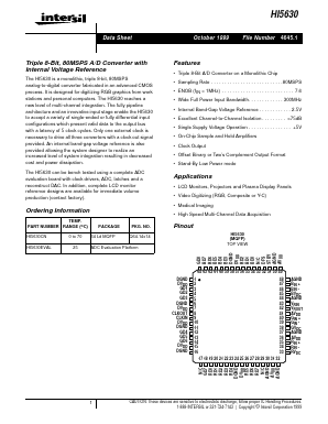 HI5630EVAL Datasheet PDF Intersil
