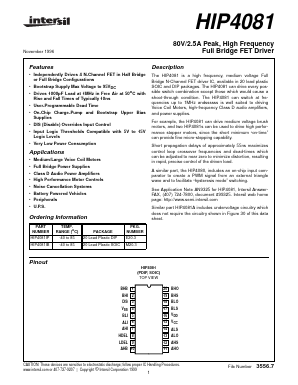 HIP4081 Datasheet PDF Intersil