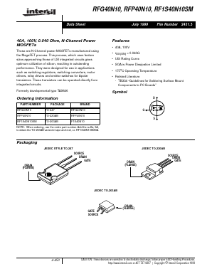 RFP40N109A Datasheet PDF Intersil
