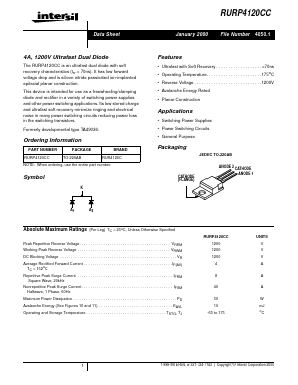 RUR4120C Datasheet PDF Intersil