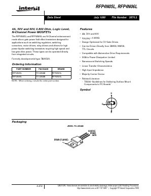 RFP4N05L Datasheet PDF Intersil