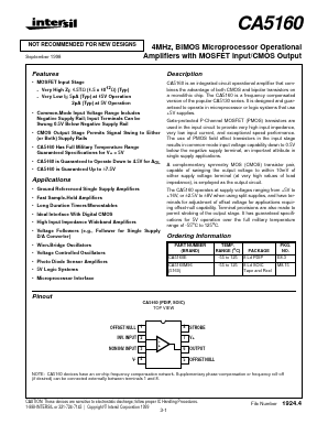 CA5160E Datasheet PDF Intersil
