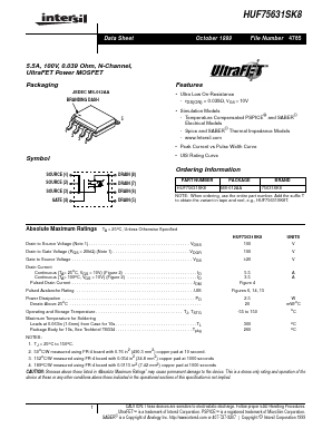 HUF75631SK8 Datasheet PDF Intersil