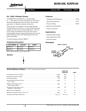MUR8100 Datasheet PDF Intersil