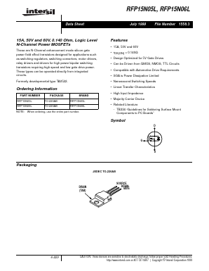 RFP15N06L Datasheet PDF Intersil