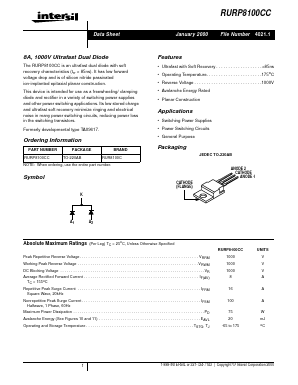 RURP8100CC Datasheet PDF Intersil
