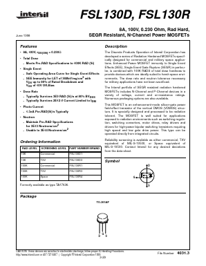FSL130R Datasheet PDF Intersil