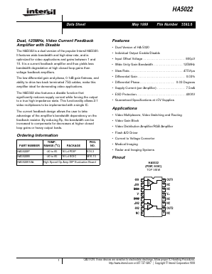 HA5022 Datasheet PDF Intersil