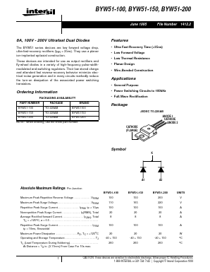 BYW51-100 Datasheet PDF Intersil