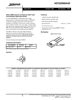 HGTG20N60A4D Datasheet PDF Intersil