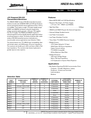 HIN235 Datasheet PDF Intersil