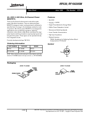 RF1S630SM Datasheet PDF Intersil