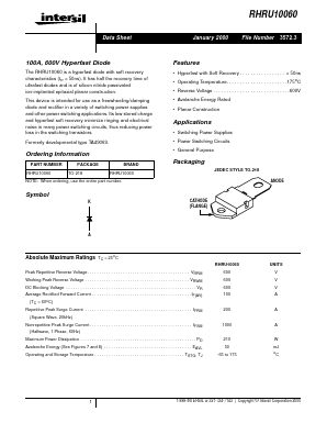 RHRU10060 Datasheet PDF Intersil