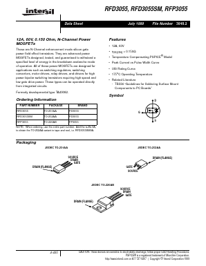 RFP3055 Datasheet PDF Intersil