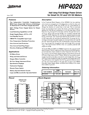 HIP4020IB Datasheet PDF Intersil