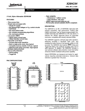 X28HC64PI-90 Datasheet PDF Intersil