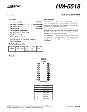 HM-6518 Datasheet PDF Intersil