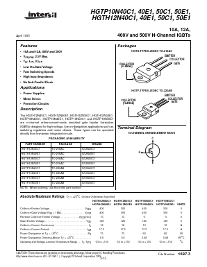 HGTP10N50E1 Datasheet PDF Intersil