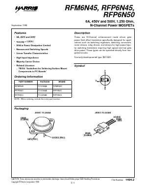 RFM6N45 Datasheet PDF Intersil