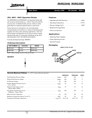 RHRG3040 Datasheet PDF Intersil