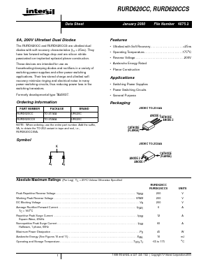 RURD620CC Datasheet PDF Intersil