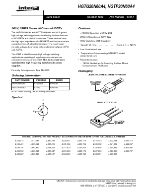 HGTP20N60A4 Datasheet PDF Intersil