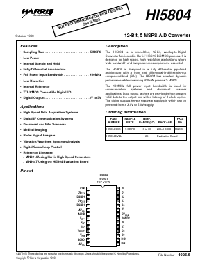 HI5804EVAL Datasheet PDF Intersil