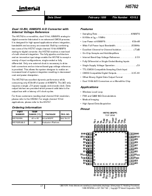 HI5762EVAL2 Datasheet PDF Intersil