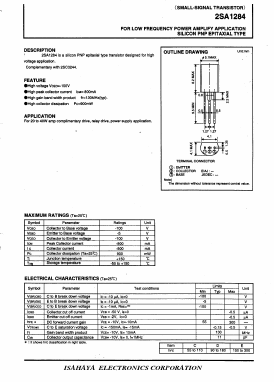 2SA1284 Datasheet PDF Isahaya Electronics