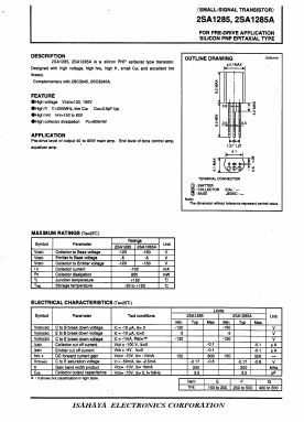 2SA1285E Datasheet PDF Isahaya Electronics