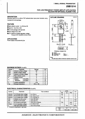 2SB1314 Datasheet PDF Isahaya Electronics