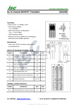 K2586 Datasheet PDF Inchange Semiconductor