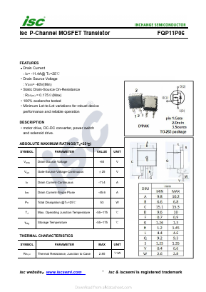 FQP11P06 Datasheet PDF Inchange Semiconductor