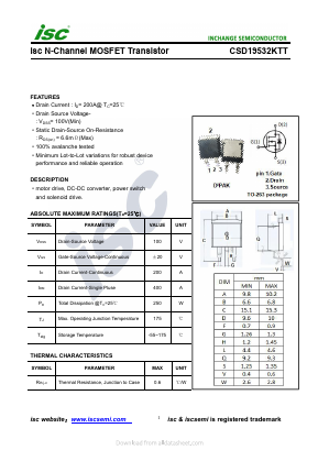 CSD19532KTT Datasheet PDF Inchange Semiconductor