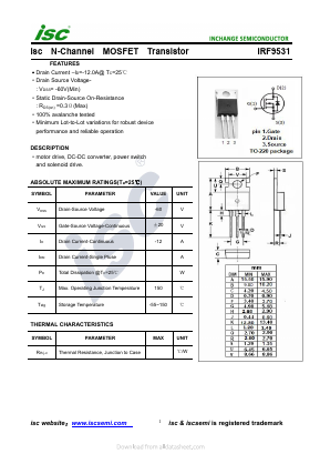 IRF9531 Datasheet PDF Inchange Semiconductor