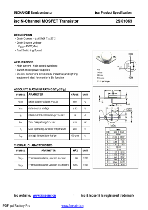 K1063 Datasheet PDF Inchange Semiconductor