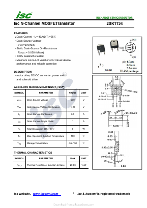 K1194 Datasheet PDF Inchange Semiconductor
