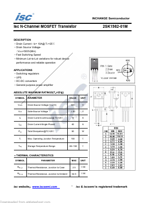 2SK1982-01M Datasheet PDF Inchange Semiconductor