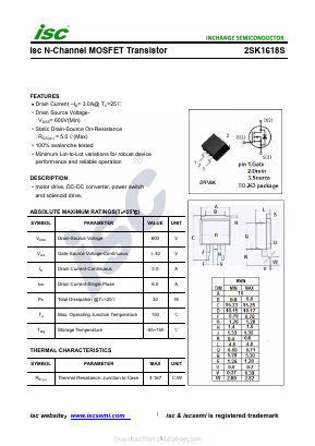 2SK1618S Datasheet PDF Inchange Semiconductor