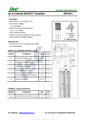 IRFS351 Datasheet PDF Inchange Semiconductor