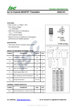 2SK2161 Datasheet PDF Inchange Semiconductor