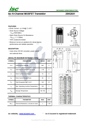 2SK2601 Datasheet PDF Inchange Semiconductor