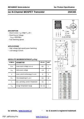 2SK385 Datasheet PDF Inchange Semiconductor